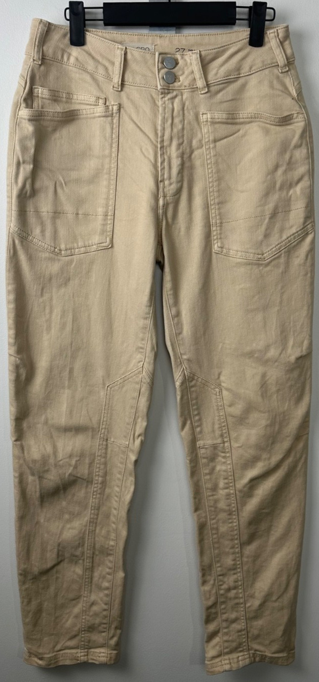 Pilcro Anthropologie Beige Utility Carpenter Pants Straight Leg Womens 27X29 D31